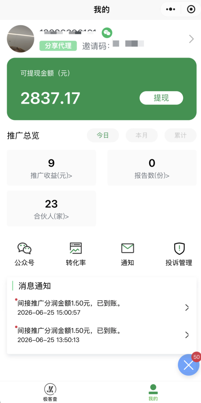 极客查小程序首页：大数据、车险、企业、税票查询入口总览